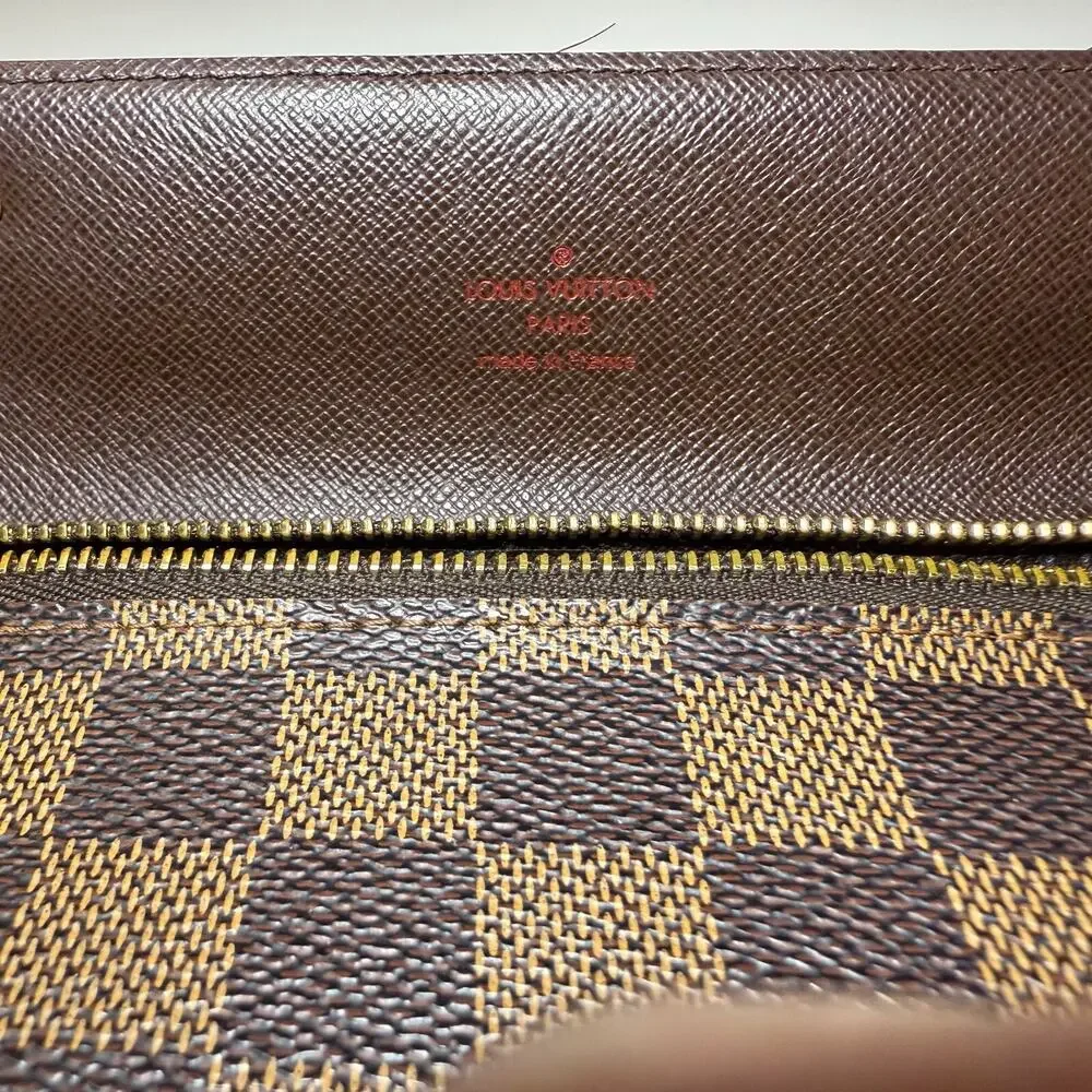 Louis Vuitton Ebene Damier Portefeuille Acordion Wallet Wristlet Authentic Bag